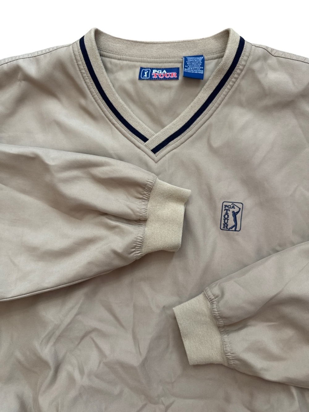 PGA Tour Men’s V-Neck Pullover Windbreaker Golf Size Large PGA Tour Pewter Color